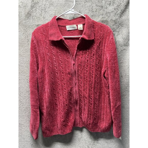 Vtg 90s Alfred Dunner Women’s XL Full Zip Sweater Cardigan Soft Pink Colorful - Picture 1 of 4